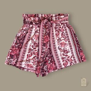 Shosho Paisley Paperbag Waist Shorts S